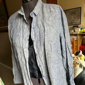 Garnet Hill Easy Lightweight Linen Tunic in Chambray blue
